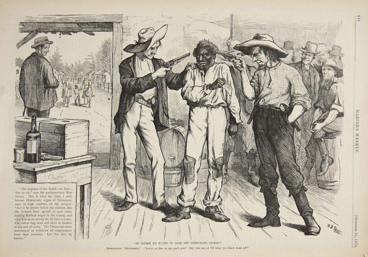 Oczywiście, że chce głosować na demokratyczny bilet, 1876 autorstwa Arthur Burdett Frost