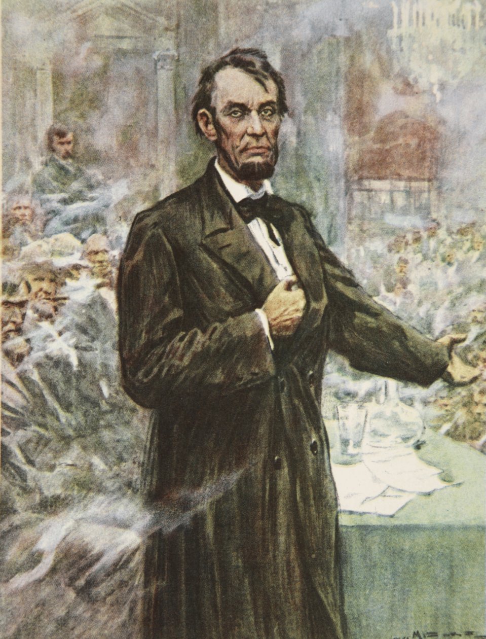Abraham Lincoln, wielki emancypator, ilustracja z „This Country of Ours, The Story of the United States” autorstwa J.E. Marshalla autorstwa Arthur C. (after) Michael