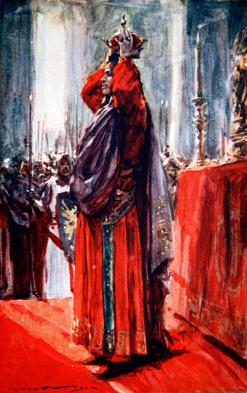 Cesarz Rzymski Fryderyk II koronuje się na króla Jerozolimy, 1229 1913 autorstwa Arthur C Michael