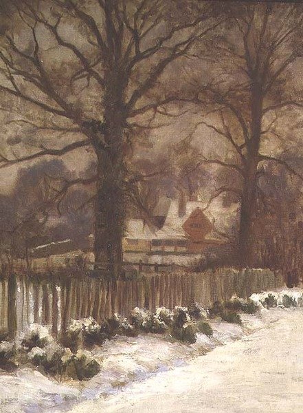 Wiązów na Śnieżnej Uliczce (olej na płótnie) autorstwa Arthur Claude Cooke