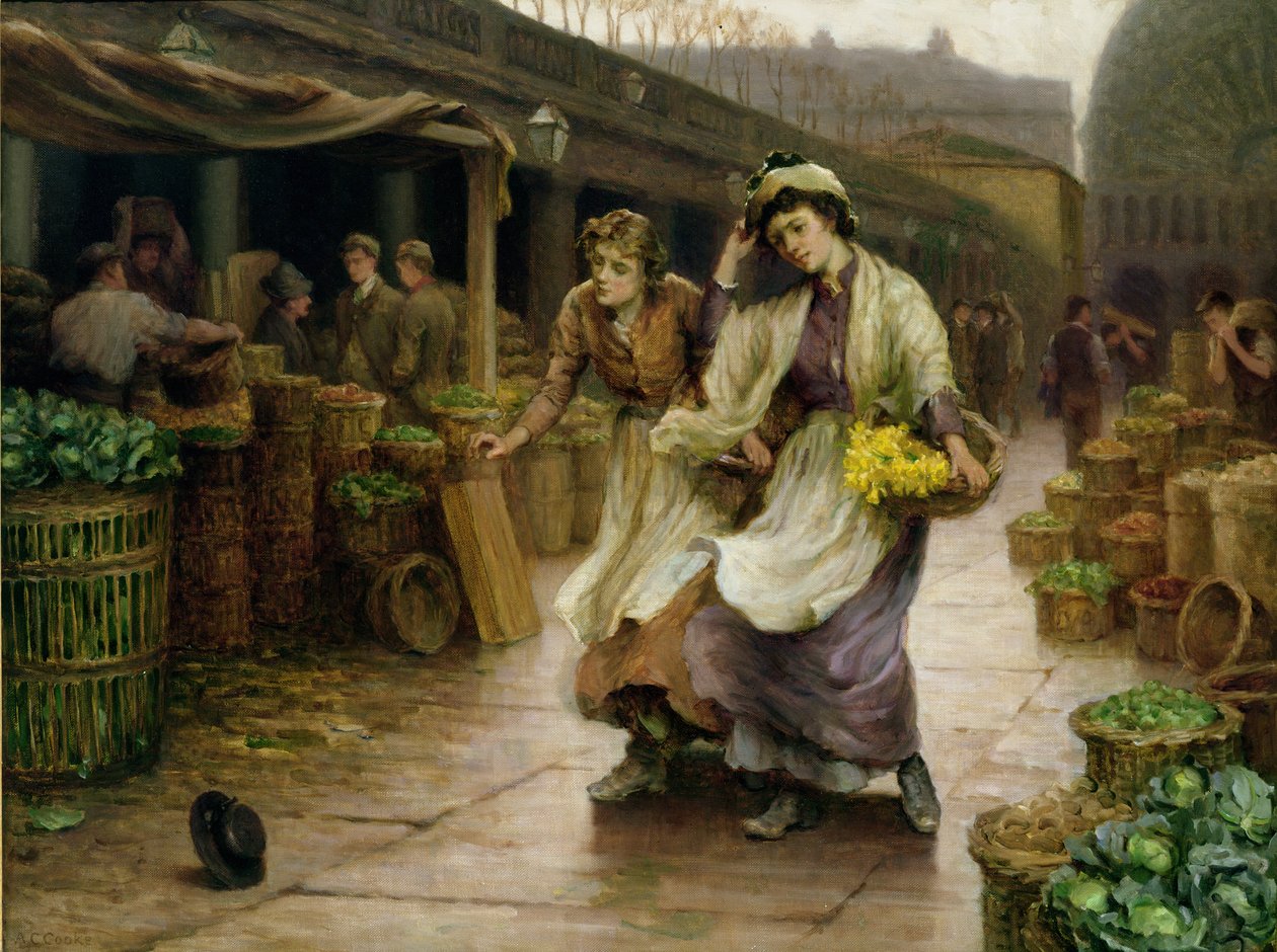 Dziewczyny z kwiatów w Covent Garden autorstwa Arthur Claude Cooke