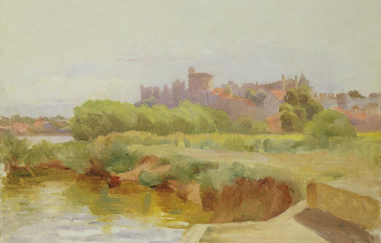 Widok na zamek Windsor (olej na pokładzie) autorstwa Arthur Claude Cooke