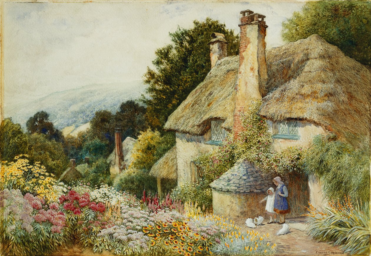 Domek w Selworthy, niedaleko Minehead autorstwa Arthur Claude Strachan