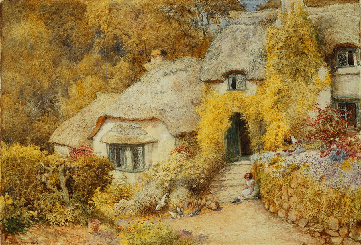 Domki w Selworthy, Somerset autorstwa Arthur Claude Strachan