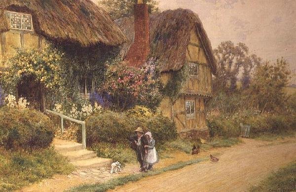 Domek kryty strzechą autorstwa Arthur Claude Strachan