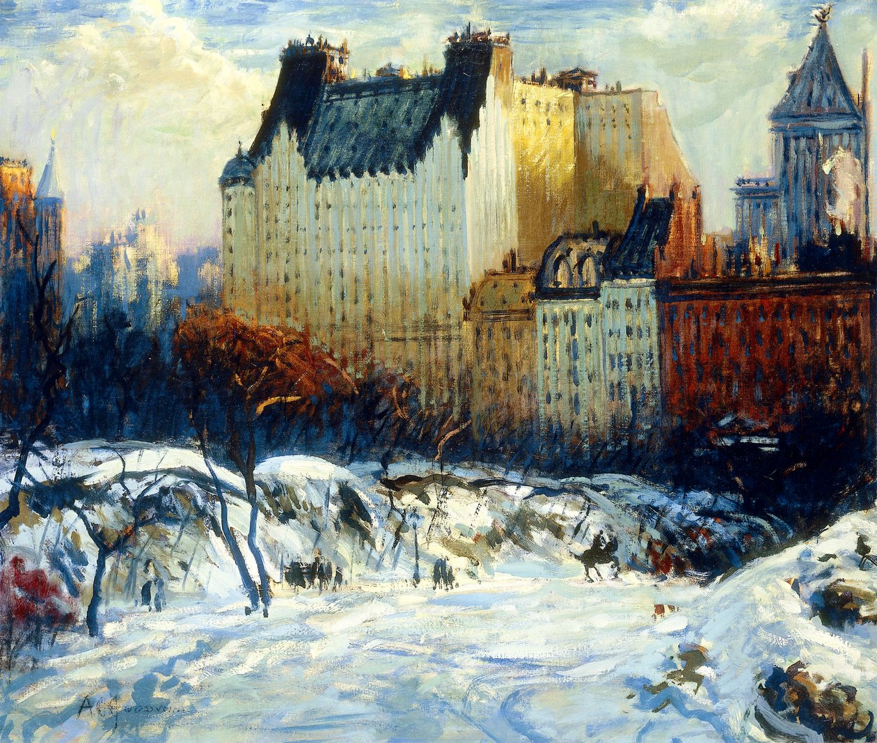 Widok na plac z Central Parku autorstwa Arthur Clifton Goodwin