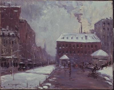Tremont Street, Pelham Hotel, Boston (olej na płótnie) autorstwa Arthur Clifton Goodwin