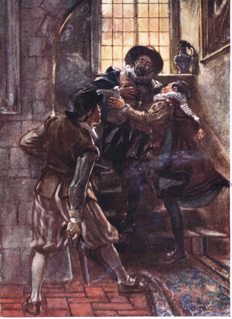 Upadłszy książę zawołał: O mój Boże, zmiłuj się nad moją duszą, ilustracja z Romans of History: Holandia, lata 20. XX wieku autorstwa Arthur David McCormick