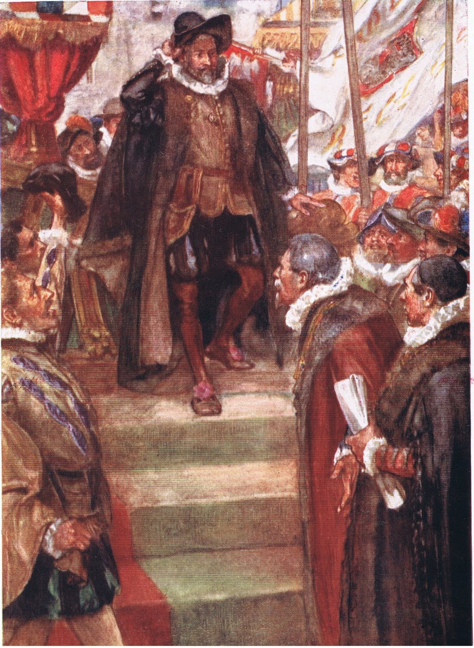 Książę Orange nie znał lepszego momentu niż ten, ilustracja z Romance of History: Holandia, lata 20. XX wieku autorstwa Arthur David McCormick