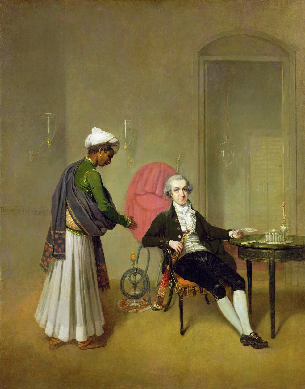 Dżentelmen, prawdopodobnie William Hickey i jego indyjski sługa, ok. 1785 (olej na płótnie) autorstwa Arthur Devis