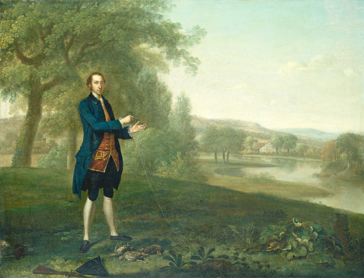 Portret dżentelmena z siatki kuropatwy, 1756. autorstwa Arthur Devis