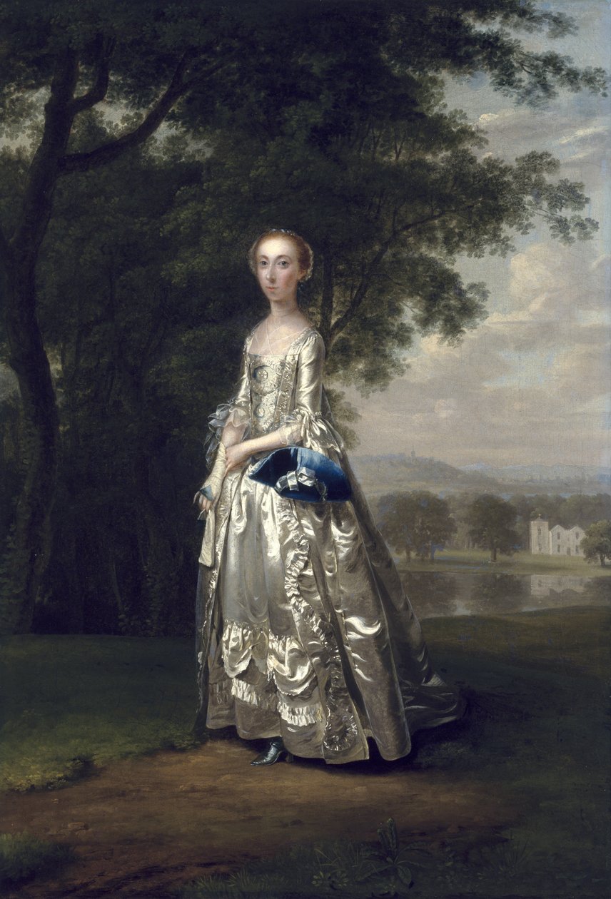 Portret damy w krajobrazie, 1750 autorstwa Arthur Devis