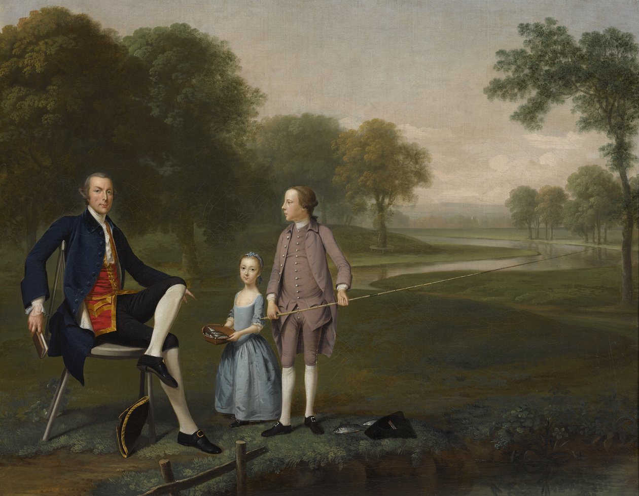 Richard Moretan, Esq. Tackleya ze swoim siostrzeńcem i siostrzenicą Johnem i Susanną Weyland, 1757 autorstwa Arthur Devis