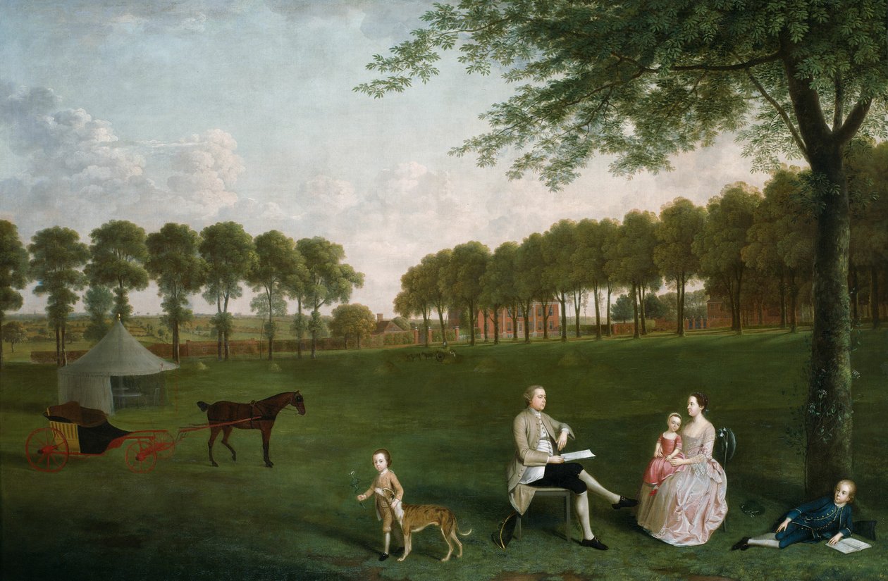 Sir John Shaw i jego rodzina w parku w Eltham Lodge, Kent autorstwa Arthur Devis