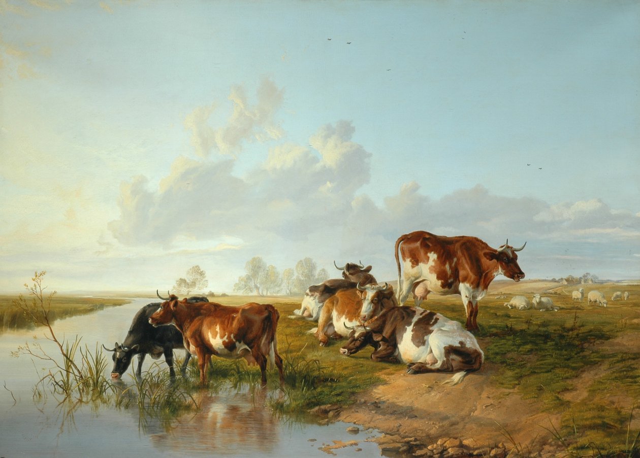 Krajobraz z bydłem w pobliżu Wool, Dorset autorstwa Arthur Douglas Peppercorn