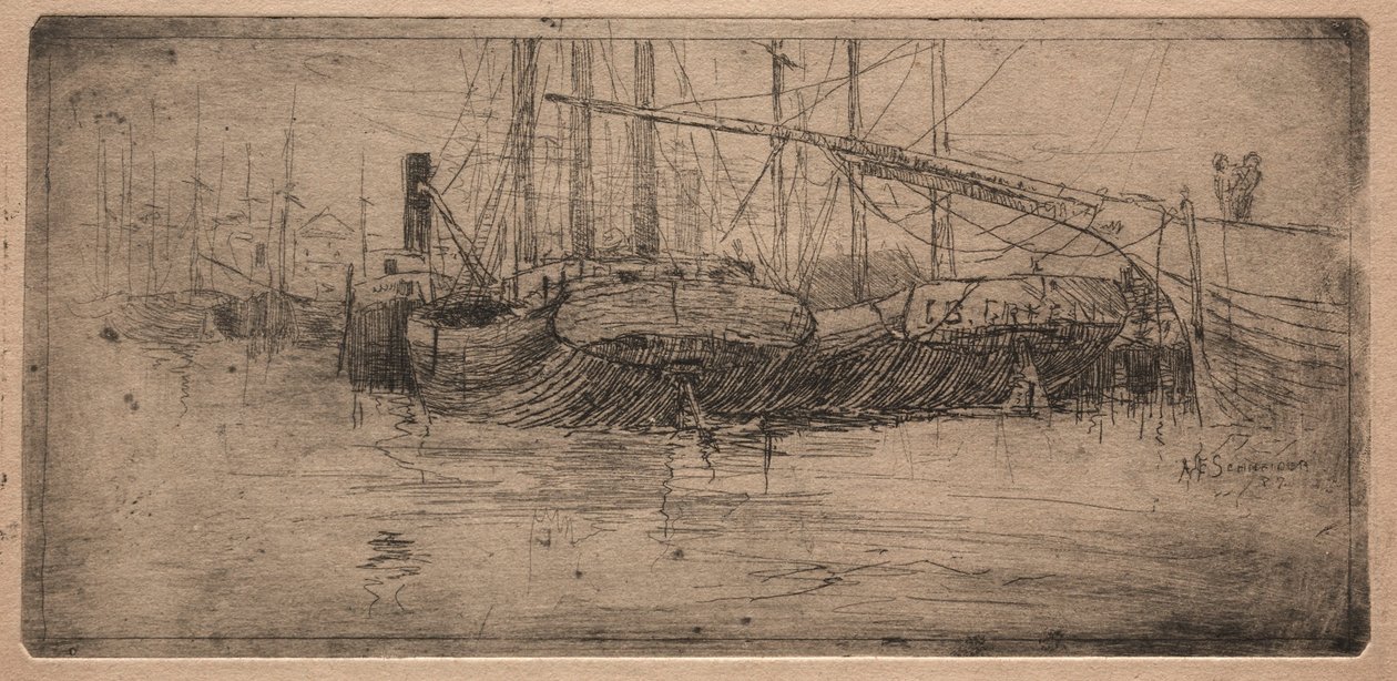 Przesuń się wzdłuż rzeki Cuyahoga, 1887. autorstwa Arthur E. Schneider.