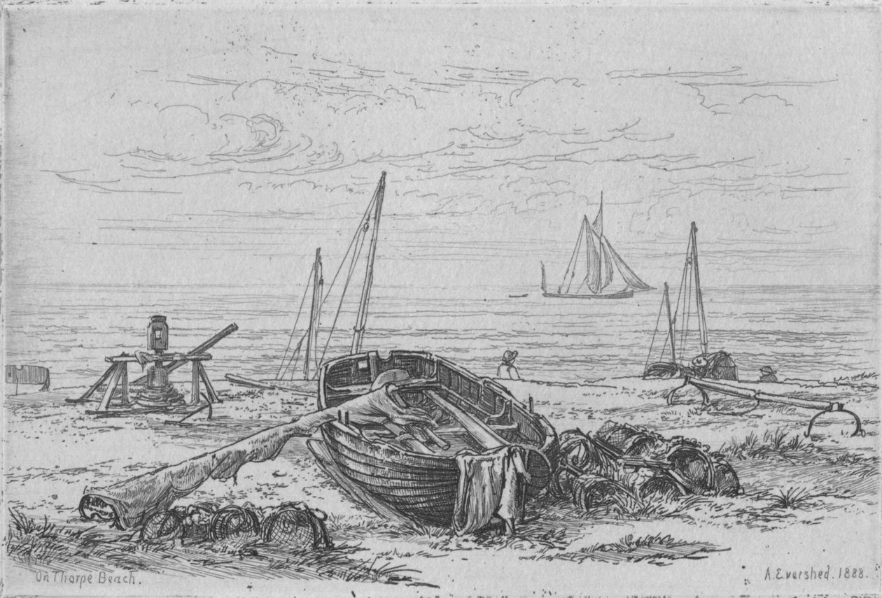 „Na plaży Thorpe”, 1888. autorstwa Arthur Evershed