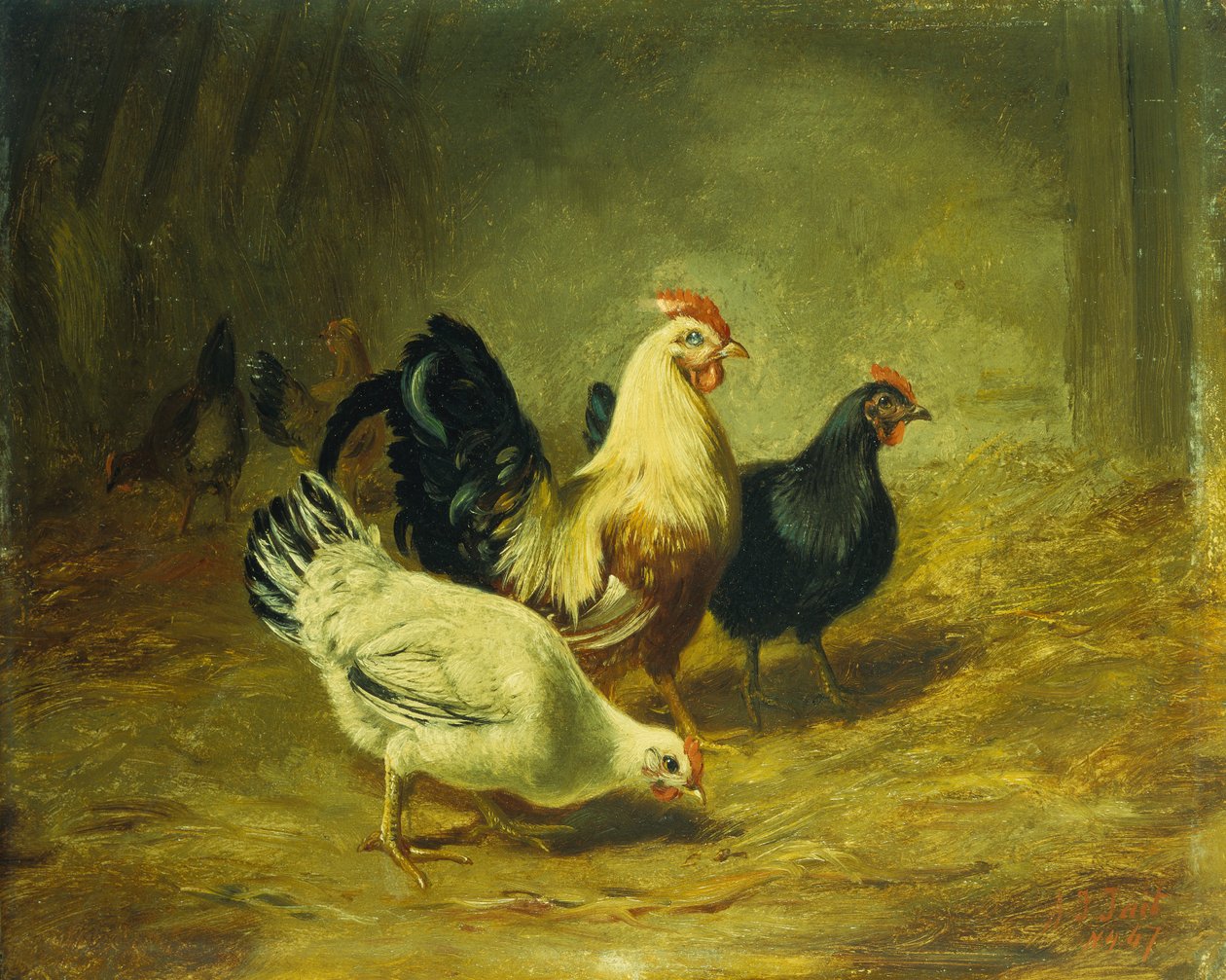 Karmienie drobiu autorstwa Arthur Fitzwilliam Tait