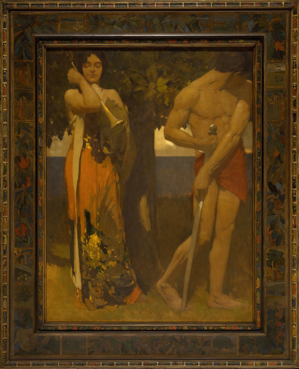I piszczał, ale nie chciałeś tańczyć, c. 1907-1929. autorstwa Arthur Frank Mathews