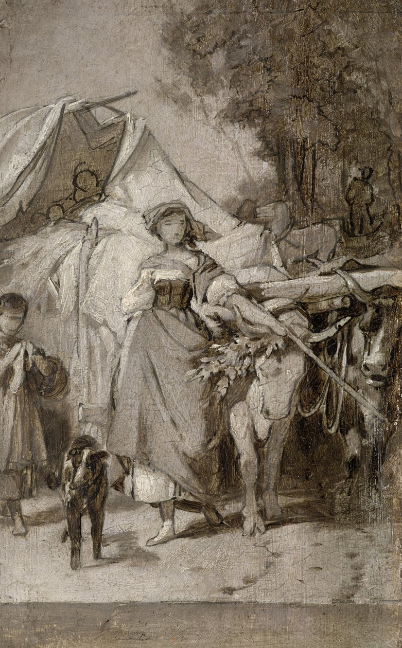 Dwie grisaille do "Hermanna i Dorothei" autorstwa Arthur Georg Freiherr von Ramberg