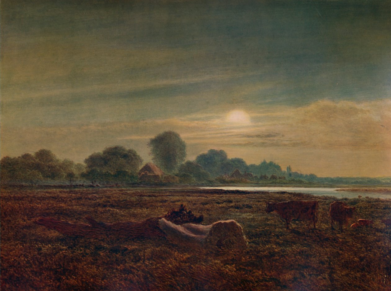 River Scene by Moonlight, z bydłem, 1879, 1935 autorstwa Arthur Gilbert