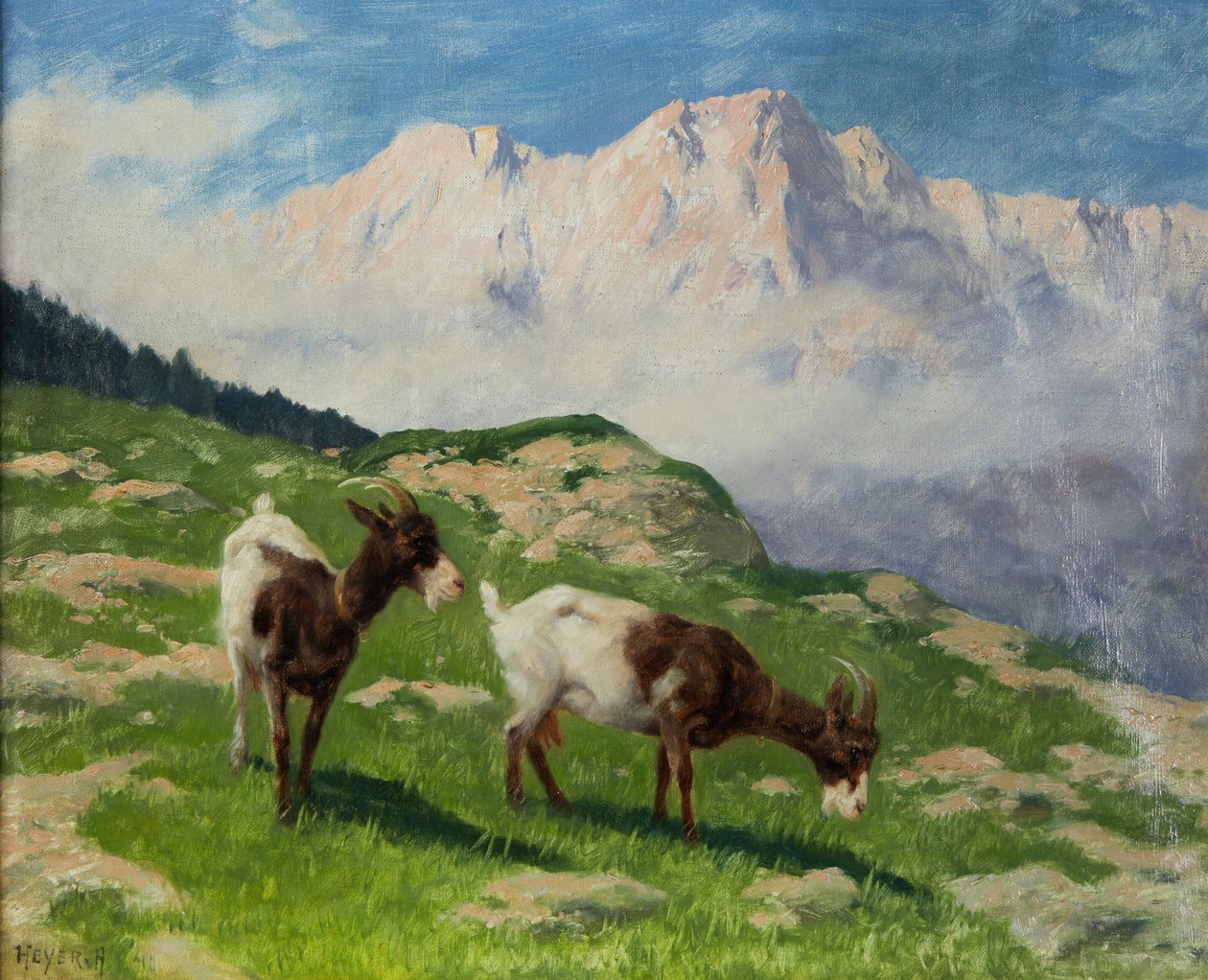 Kozy Arthura Heyera w górskim krajobrazie autorstwa Arthur Heyer