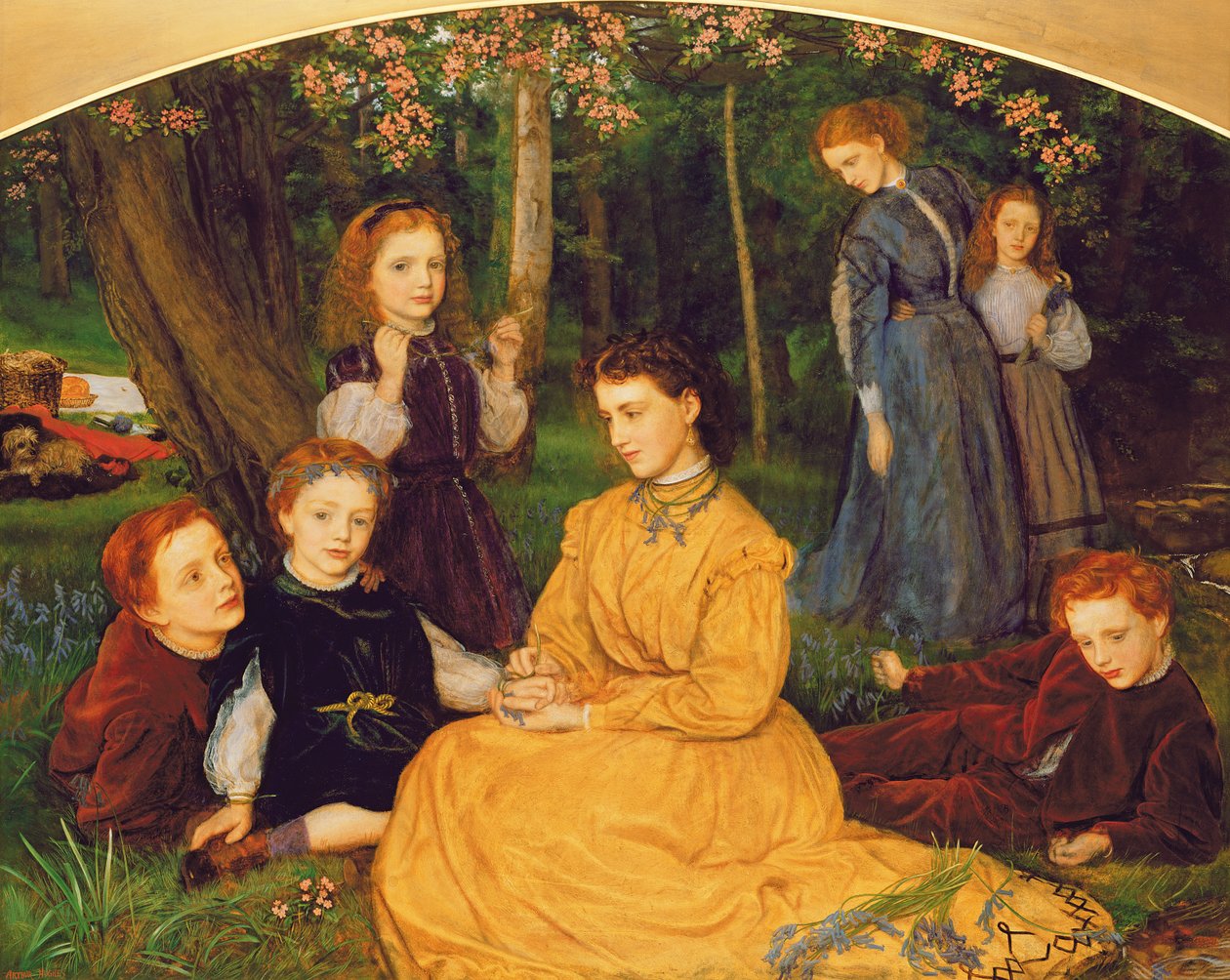 Piknik Urodzinowy - Portrety Dzieci W.W. Pattinson, Esq. of Felling, w pobliżu Gateshead, 1866-67 autorstwa Arthur Hughes