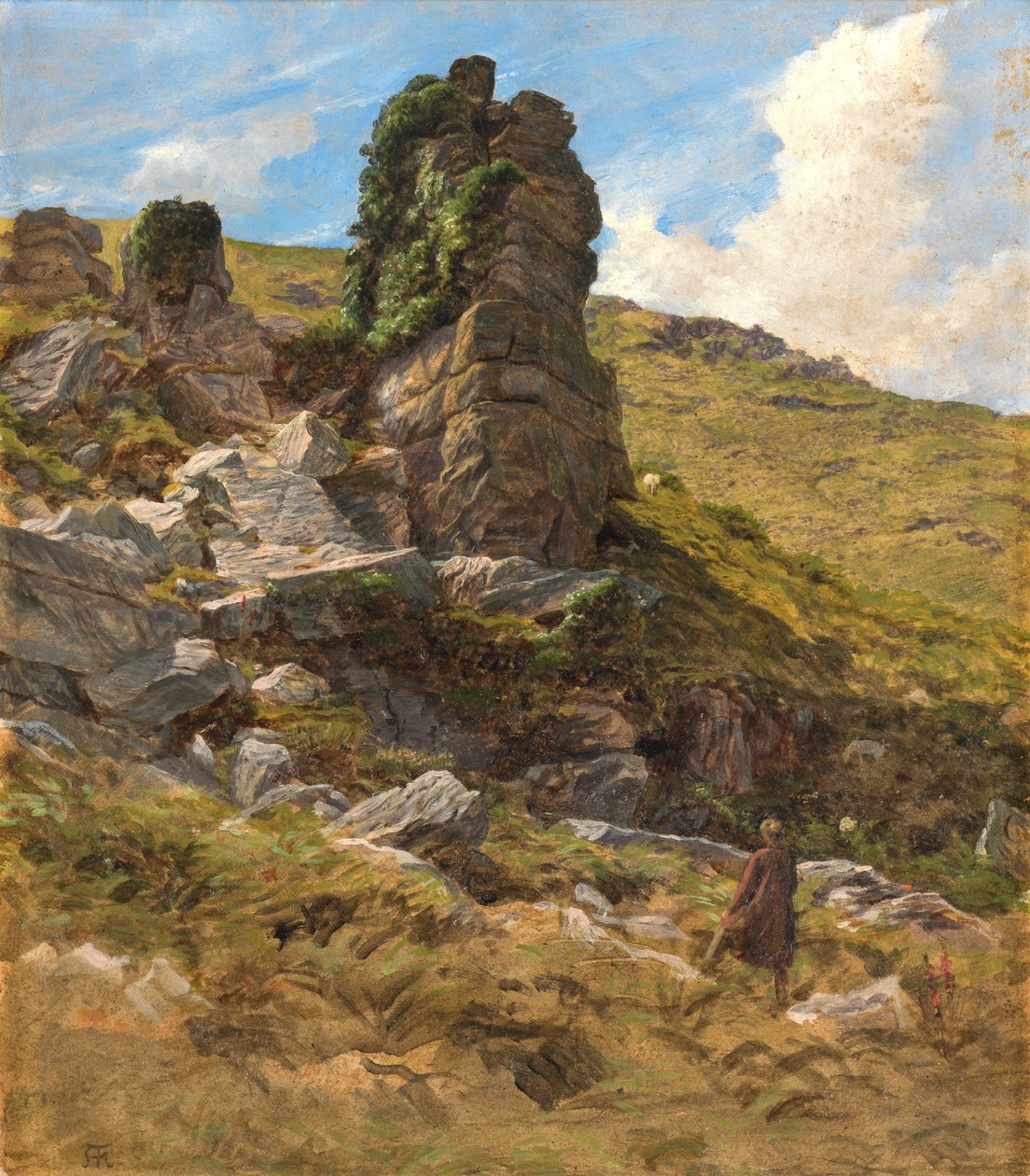Skalista wychodnia (olej na karcie) autorstwa Arthur Hughes