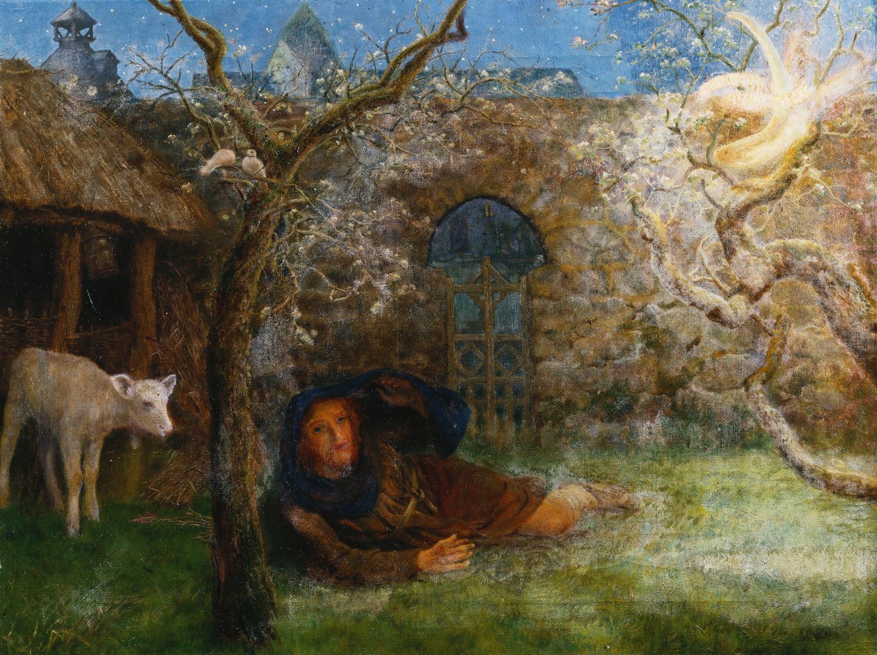 Przebudzenie Caedmona, autorstwa Arthur Hughes
