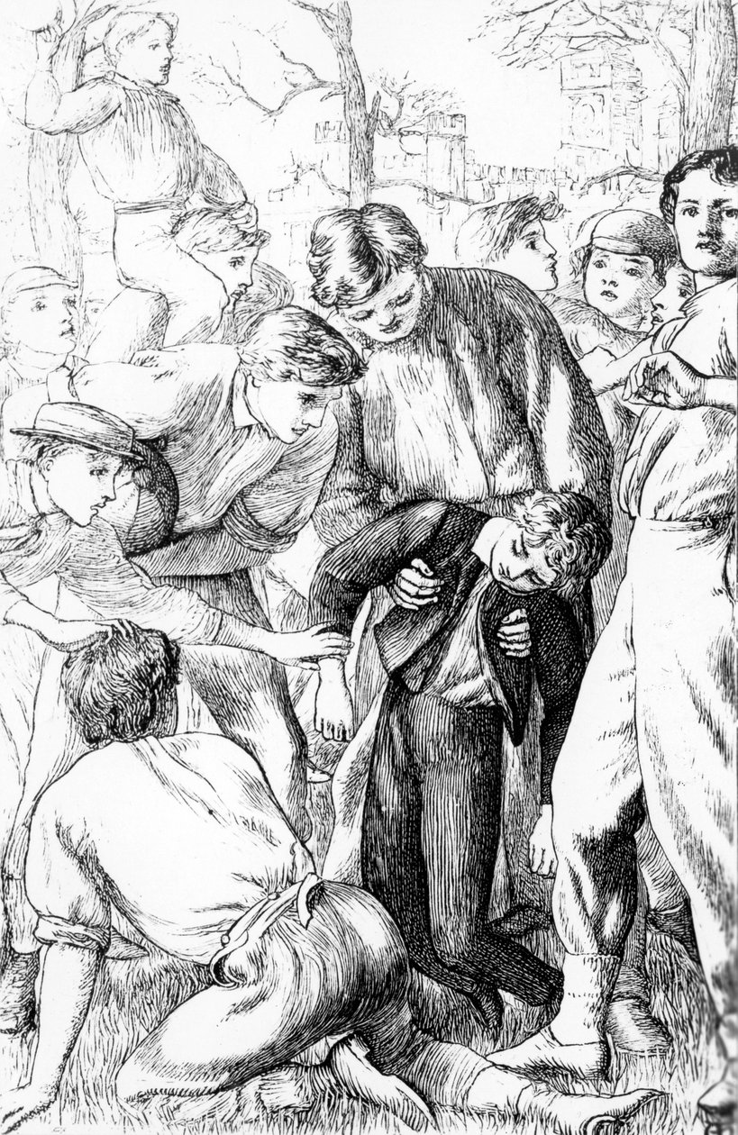 Pierwszy wyczyn Toma w piłce nożnej, ilustracja z filmu „Tom Brown