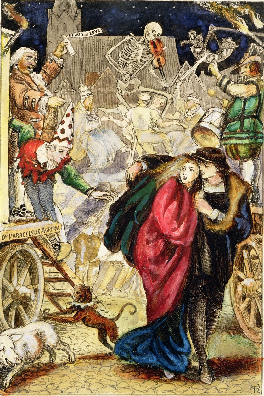 Targi próżności, ok. 1872 (czarny tusz i akwarela na pokładzie) autorstwa Arthur Hughes