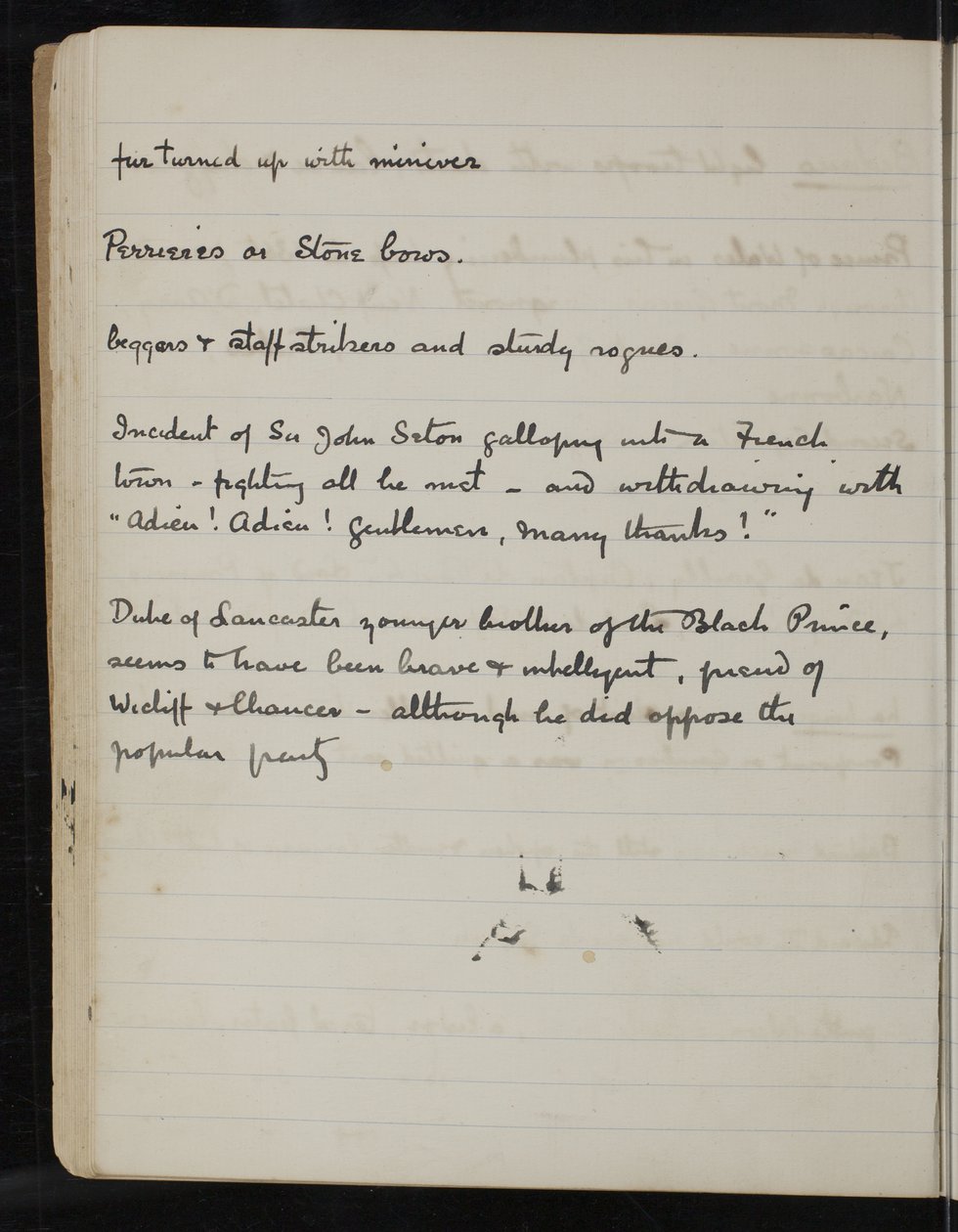 Strona z notatnika dla The White Company, The Newberry Library Vault Folio Case MS 5116 nr. 2 autorstwa Arthur Ignatius Conan Doyle