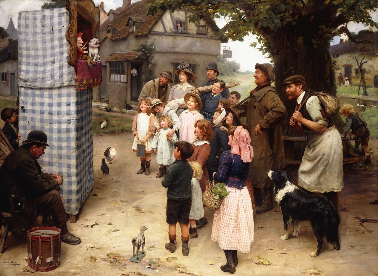 Pokaz Puncha i Judy autorstwa Arthur John Elsley