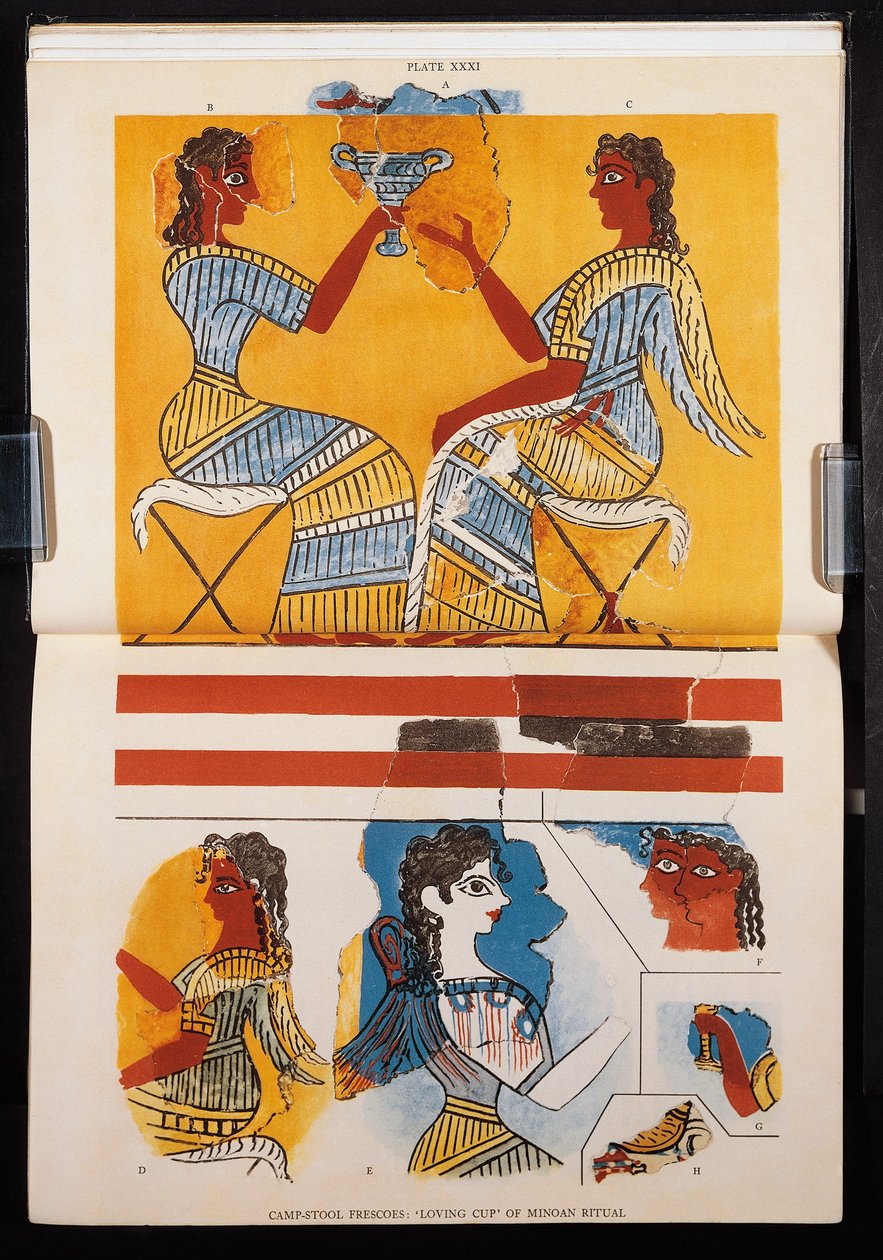 Reprodukcja fresków Sir Arthura Johna Evansa, Pałac Minosa w Knossos, wydanie 1921 autorstwa Arthur John Evans