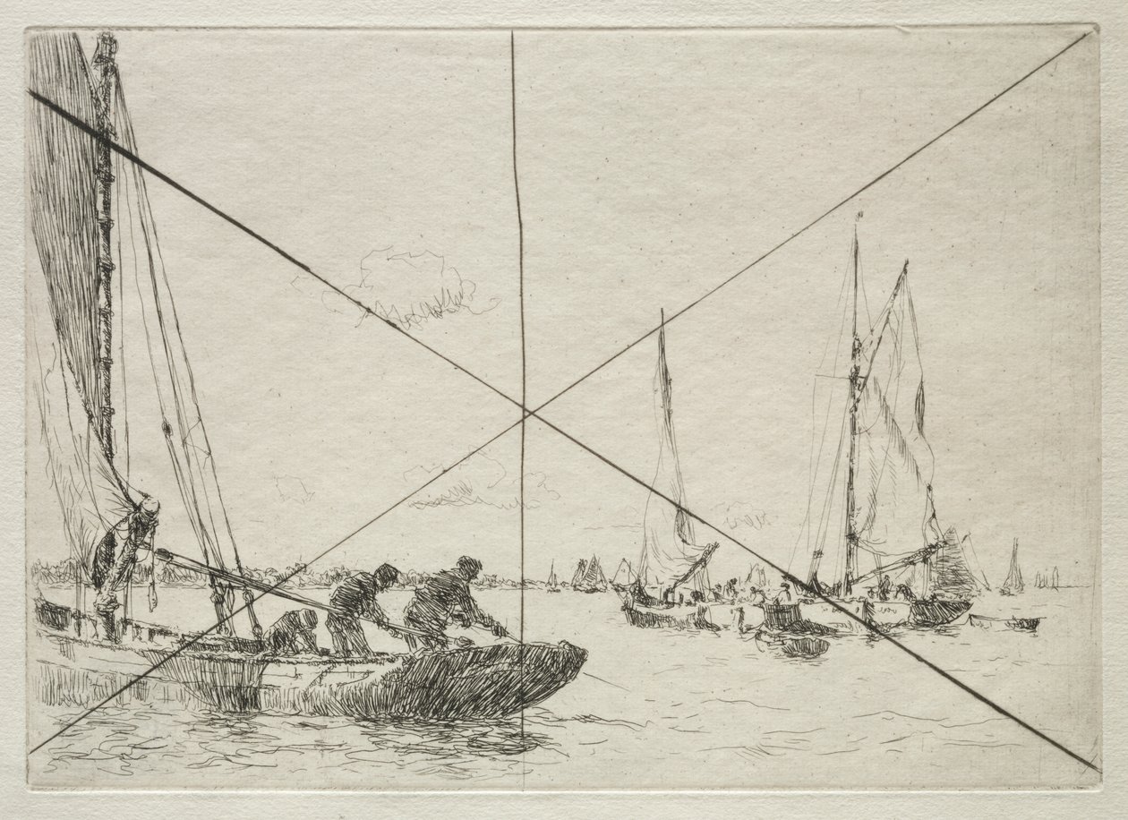 Pogłębianie ostryg, West Mersea autorstwa Arthur John Trevor Briscoe