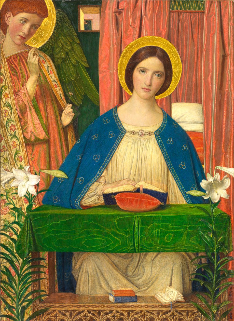 Zwiastowanie (tempera ze złotym liściem na wypukłym, obrobionym zaprawie na desce) autorstwa Arthur Joseph Gaskin