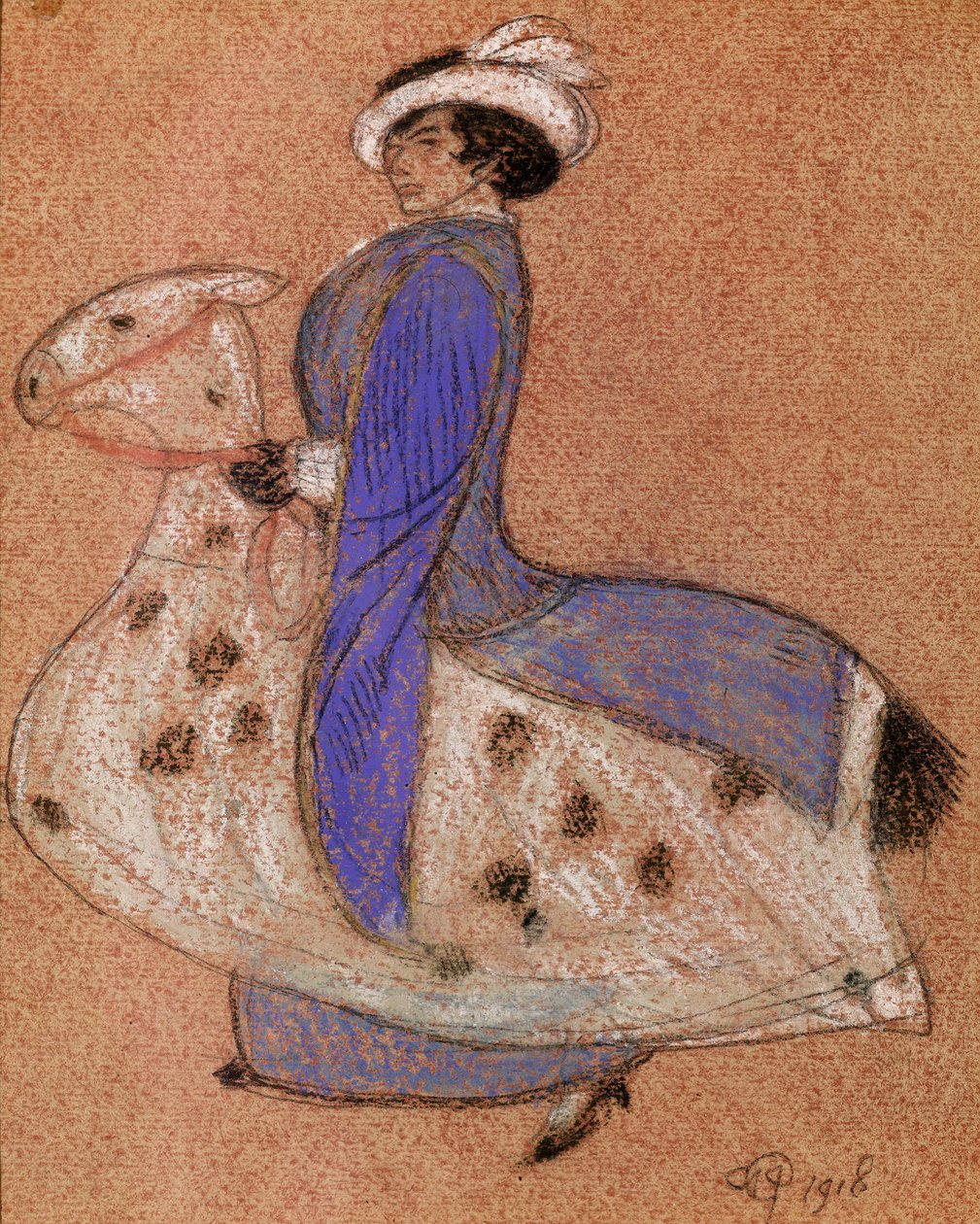 Koń pantomimiczny, 1918 (kreda na papierze) autorstwa Arthur Joseph Gaskin