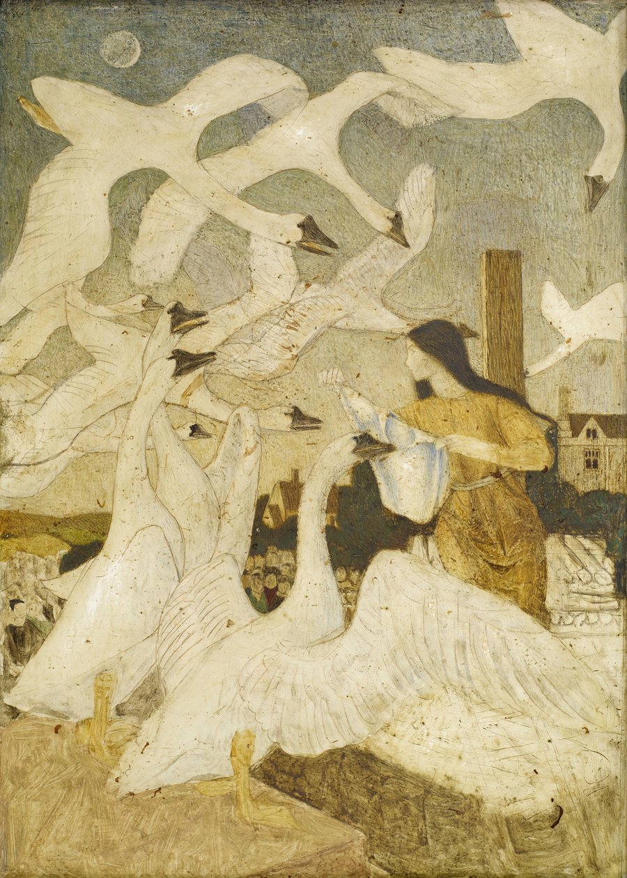 Dzikie łabędzie Dwunastu braci zamienionych w łabędzie, 1928. autorstwa Arthur Joseph Gaskin