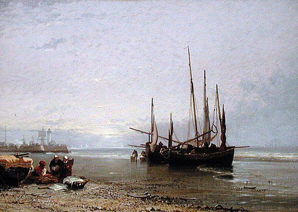 Luggery na plaży w Treport autorstwa Arthur Joseph Meadows