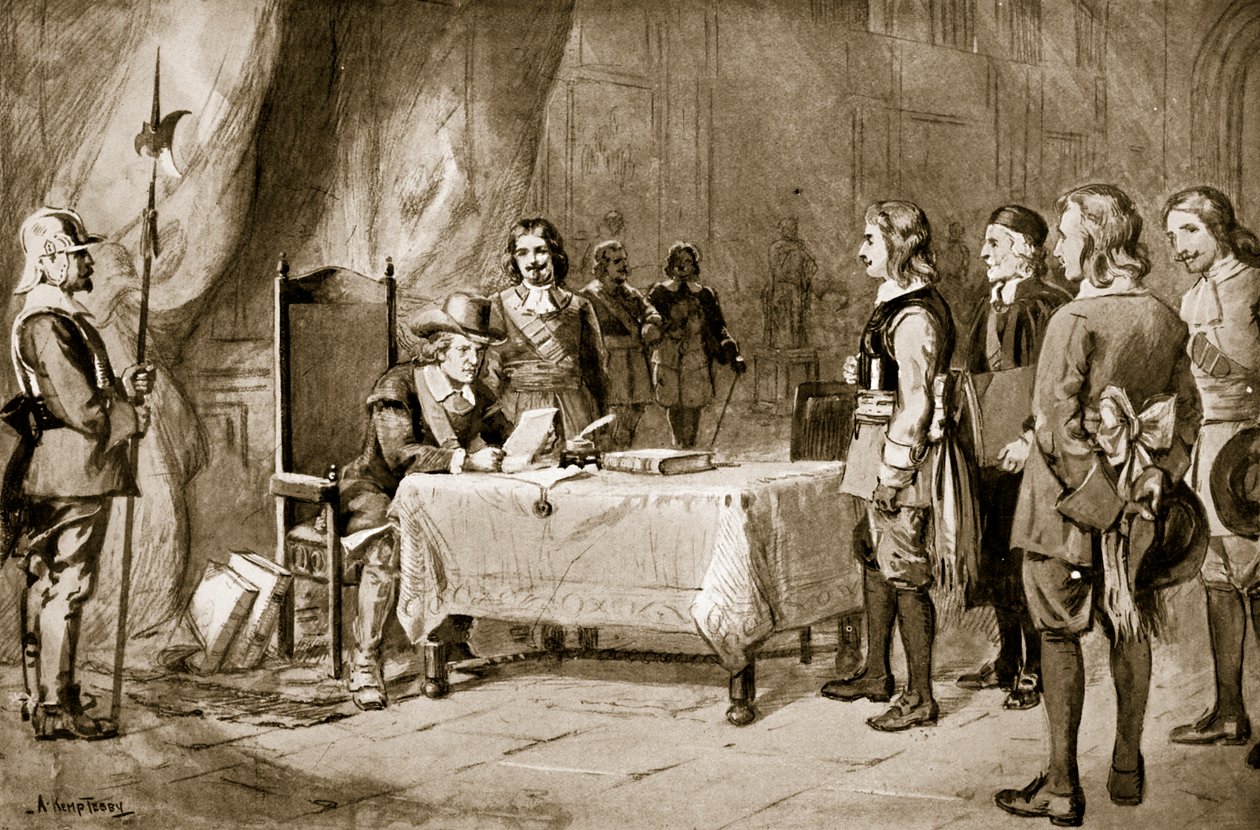 Szwajcarscy wysłannicy przed Cromwellem, ilustracja z "Hutchinson