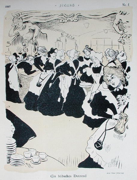 „Piękna dwunastka”, ilustracja z „Jugend”, Monachium autorstwa Arthur Lajos Halmi