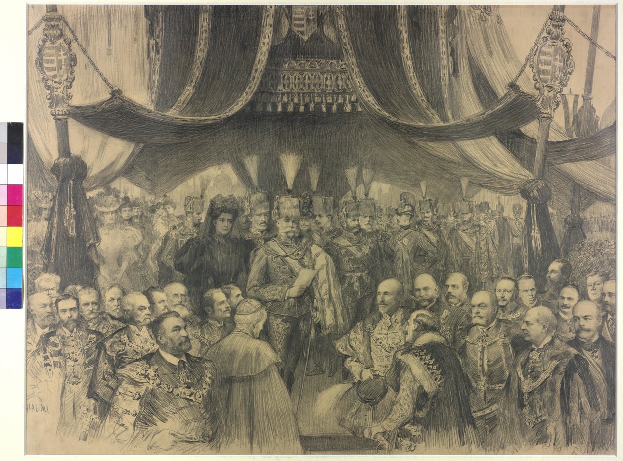 Rozpoczęcie wystawy milenijnej w Budapeszcie przez cesarza Franciszka Józefa autorstwa Arthur Lajos Halmi