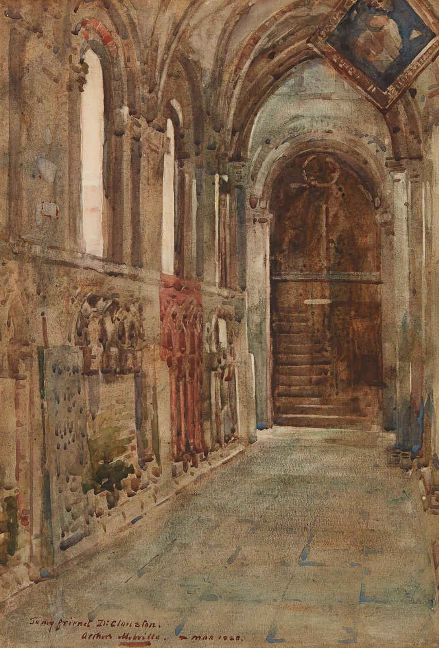 Nawa północna katedry św. Magnusa, Kirkwall (akwarela) autorstwa Arthur Melville