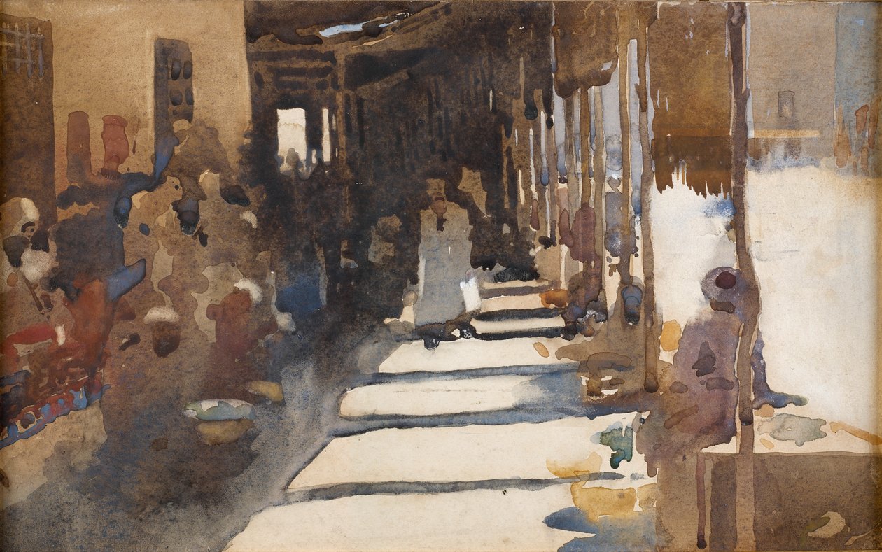 Bazar w Vringa (wc na papierze) autorstwa Arthur Melville
