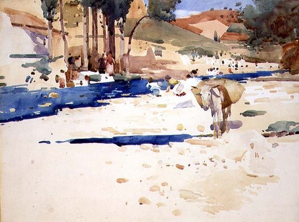 Praczki na Darro (akwarela) autorstwa Arthur Melville