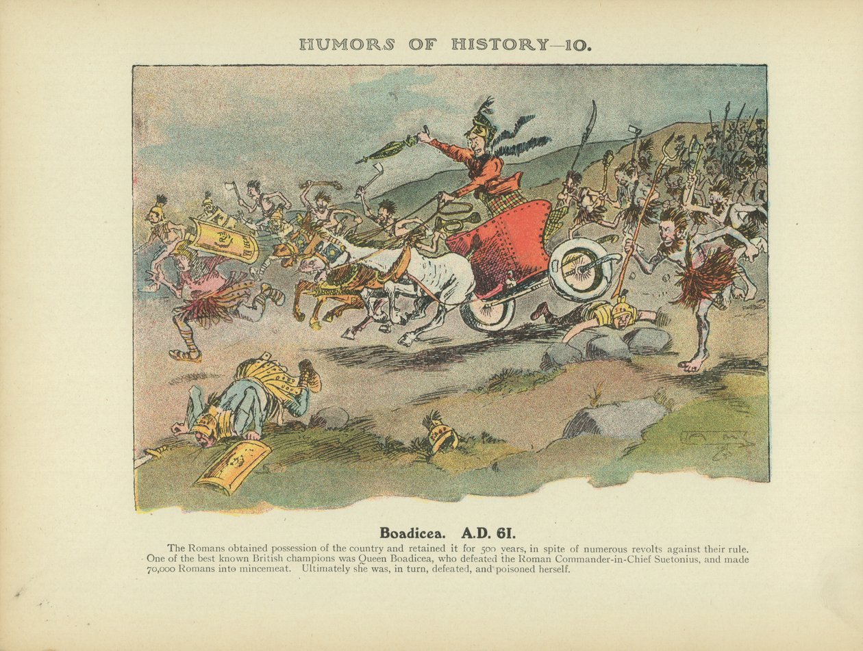 Boadicea. A.D. 61 (kolorowa litografia) autorstwa Arthur Moreland