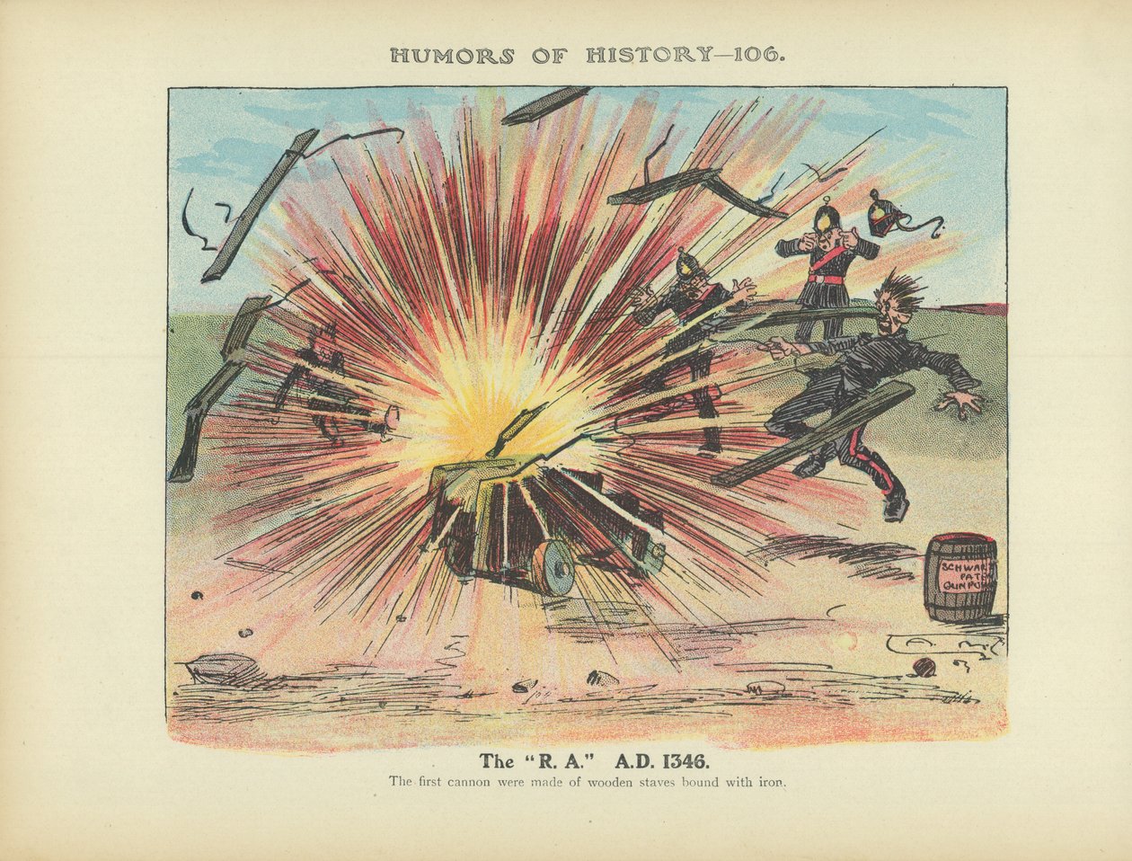 "R. A." A.D. 1346 (kolorowa litografia) autorstwa Arthur Moreland