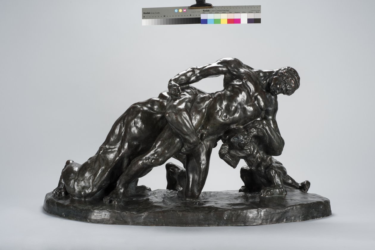 Mężczyzna zamknięty w walce z Lioness Cub (brąz) autorstwa Arthur Putnam