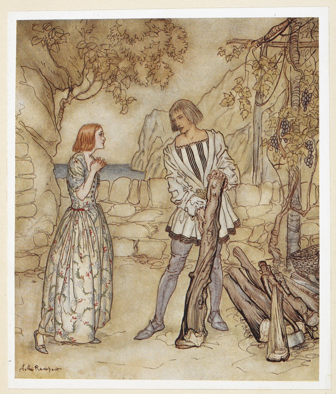 ATO III: Cena I, linha 15 Infelizmente, agora, por favor, não trabalhe tanto.polonês autorstwa Arthur Rackham