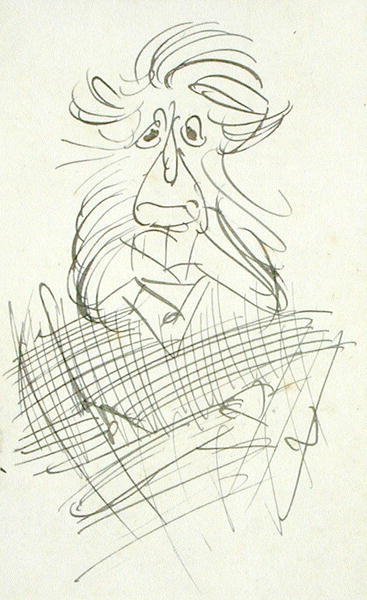 Groteskowa włochata głowa (pióro i atrament na papierze) autorstwa Arthur Rackham